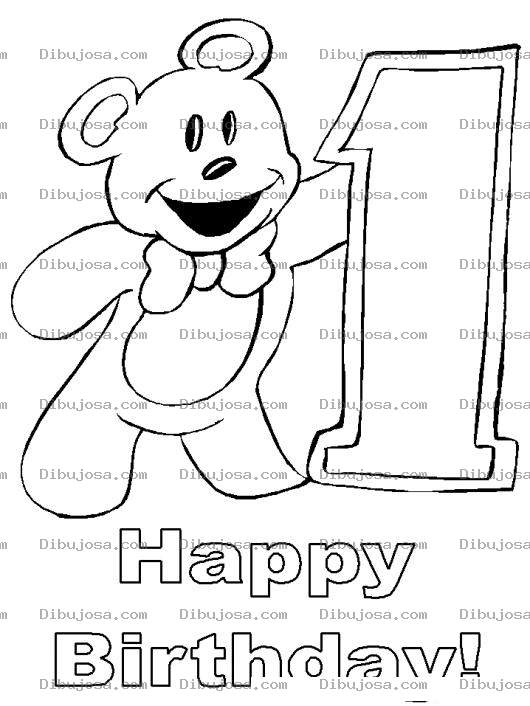 Dibujo para colorear Dibujo De Tarjeta De Feliz Cumpleanos Para Bebe De Un Ano Para Colorear