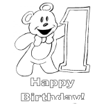 Dibujo para colorear Dibujo De Tarjeta De Feliz Cumpleanos Para Bebe De Un Ano Para Colorear