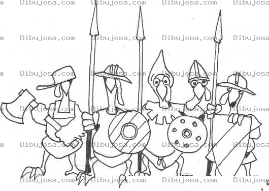 Dibujo para colorear Dbiujo De Chompimpes Guerreros Para Colorear Pavos Con Armaduras