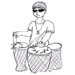 Dibujo para colorear Dibujo De Timbalero Tocando Los Timbales Para Pintar Y Colorear
