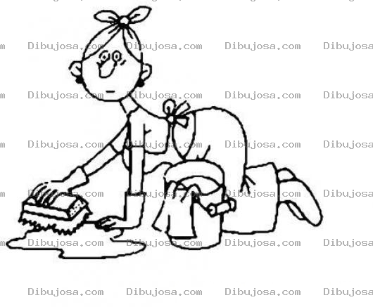 Dibujo para colorear Dibujo De Mujer Lavand El Piso Para Pintar Y Colorear