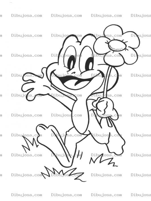 Dibujo para colorear Dibujo De Ranita Con Una Flor Para Pintar Y Colorear