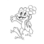 Dibujo para colorear Dibujo De Ranita Con Una Flor Para Pintar Y Colorear