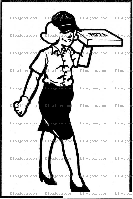 Dibujo para colorear Pizzera Dibujo De Mujer Repartidora De Pizza Para Pintar Y Colorear