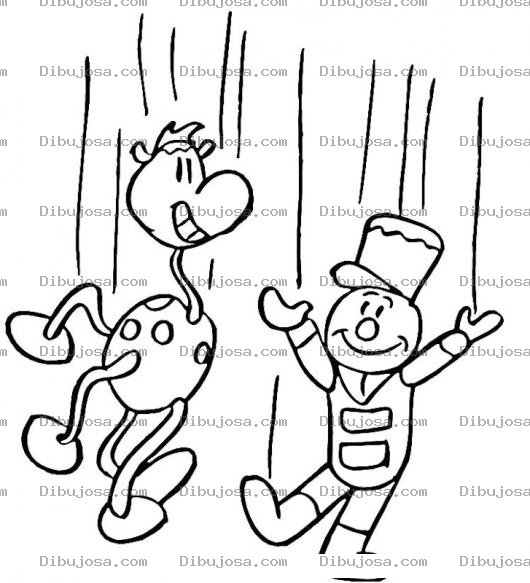 Dibujo para colorear Dibujo De Jirafita Y Soldadito Marionetas Para Pintar Y Colorear