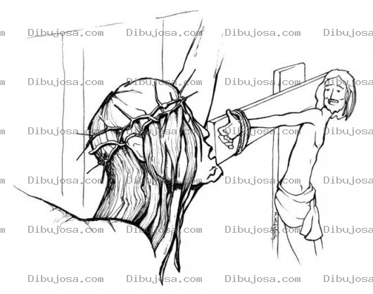 Dibujo para colorear Dibujo Cristiano De Jesucristo Crucificado Con El Ladron Arrepentido Para Pintar Y Colorear