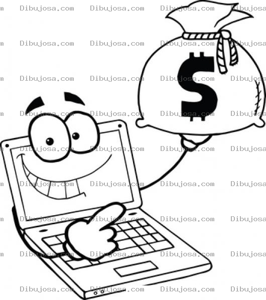 Dibujo para colorear Dibujo De Laptop Con Dinero Para Pintar Y Colorear