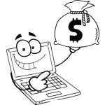 Dibujo para colorear Dibujo De Laptop Con Dinero Para Pintar Y Colorear