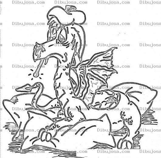 Dibujo para colorear Dibujo De Dragon Enfermo De Gripe Y Con Temperatura Para Pintar Y Colorear