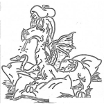 Dibujo para colorear Dibujo De Dragon Enfermo De Gripe Y Con Temperatura Para Pintar Y Colorear