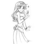 Dibujo para colorear Dibujo De Senorita En Vestido Para Pintar Y Colorear