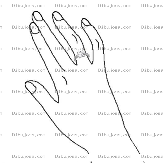 Dibujo para colorear Dibujo De Mano Con Anillo De Compromiso Para Pintar Y Colorear Mano De Chica Comprometida