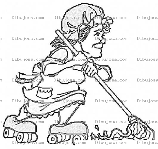 Dibujo para colorear Ama De Casa Con Patines Para Pintar Y Colorear