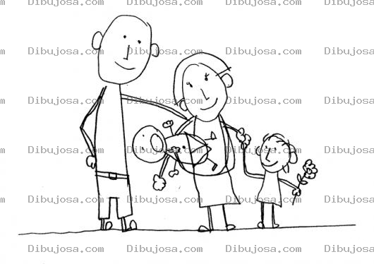 Dibujo para colorear Dibujo De La Familia Papa Mama Nena Y Bebe Para Pintar Y Colorear