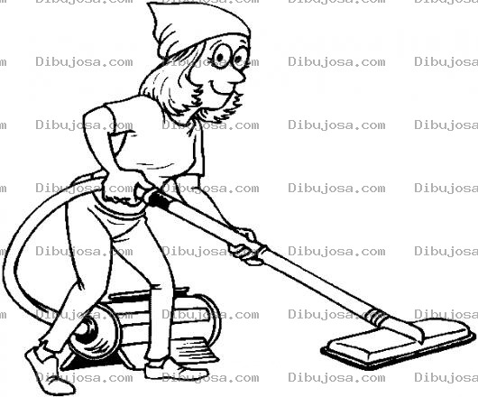 Dibujo para colorear Dibujo De Mujer Aspirando Para Pintar Y Colorear Muchacha Con Aspiradora
