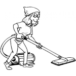 Dibujo para colorear Dibujo De Mujer Aspirando Para Pintar Y Colorear Muchacha Con Aspiradora