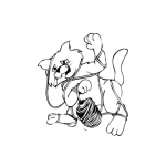 Dibujo para colorear Dibujo De Gato Enredado En Lana Para Pintar Y Colorear