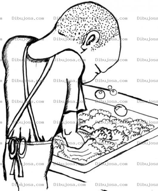 Dibujo para colorear Dibujo De Hombre Lavando Platos Para Pintar Y Colorear