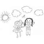 Dibujo para colorear Dibujo De Dos Amiguitas Para Pintar Y Colorear Ninas Amigas