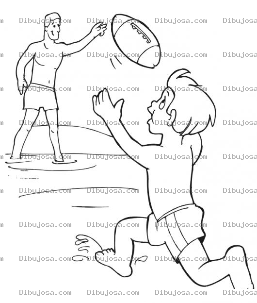 Dibujo para colorear Dibujo De Papa Con Su Hijo Jugando Futbol Americano Para Pintar Y Colorear