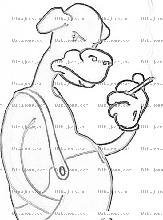 Dibujo para colorear Dibujo De Perro Fumador Para Pintar Y Colorear