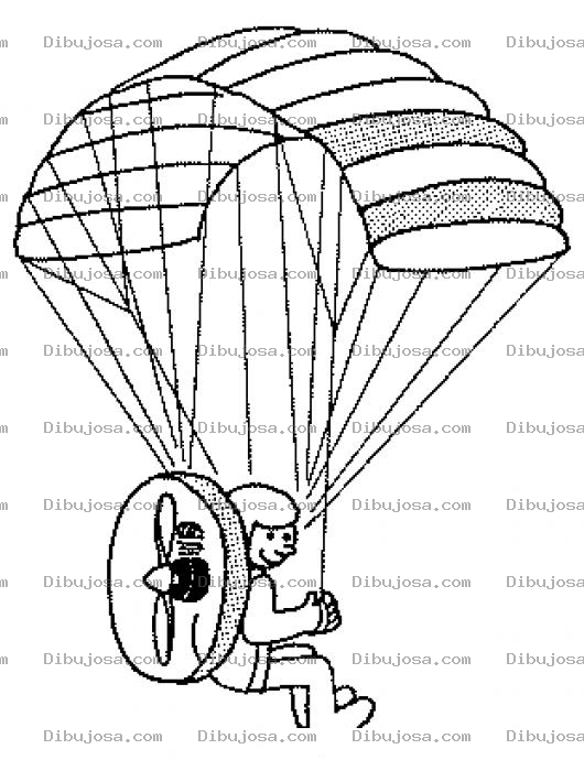 Dibujo para colorear Dibujo De Paracaidas Con Helice Para Pintar Y Colorear Paracaidista Con Motor