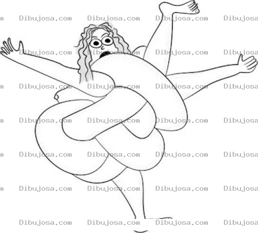 Dibujo para colorear Dibujo De Mujer Enredada En Su Propio Cuerpo Para Pintar Y Colorear