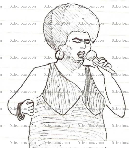 Dibujo para colorear Dibujo De Mujer Morena Gorda Morocha Cantando Para Pintar Y Colorear