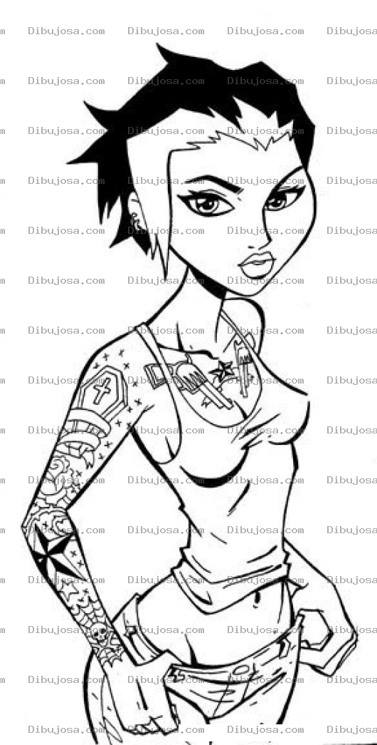 Dibujo para colorear Dibujo De Mujer Tatuada Para Pintar Y Colorear Chica Con Tatuajes En Todo El Cuerpo