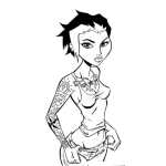 Dibujo para colorear Dibujo De Mujer Tatuada Para Pintar Y Colorear Chica Con Tatuajes En Todo El Cuerpo