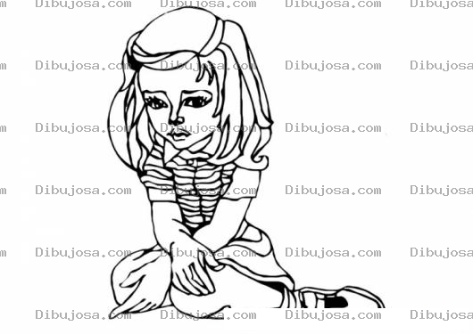 Dibujo para colorear Dibujo De Chica Triste Sentada En El Piso Para Pintar Y Colorear