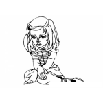 Dibujo para colorear Dibujo De Chica Triste Sentada En El Piso Para Pintar Y Colorear