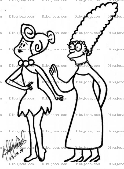 Dibujo para colorear Dibujo De Senora Picapiedra Y Senora Simpson Para Pintar Y Colorear