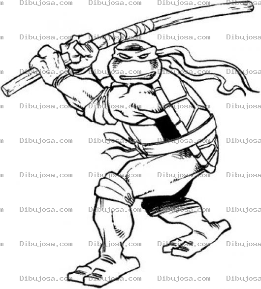Dibujo para colorear Dibujo De Tortuga Ninja Con Sable Pelado Para Pintar Y Colorear