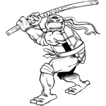 Dibujo para colorear Dibujo De Tortuga Ninja Con Sable Pelado Para Pintar Y Colorear