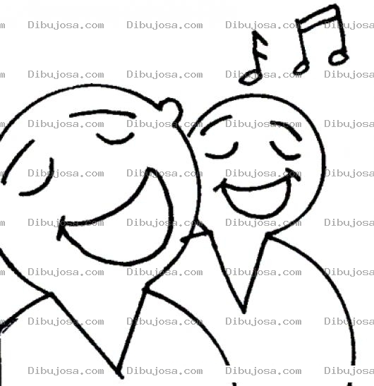 Dibujo para colorear Dibujo De Dos Hombres Cantando Para Pintar Y Colorear