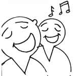 Dibujo para colorear Dibujo De Dos Hombres Cantando Para Pintar Y Colorear