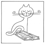 Dibujo para colorear Dibujo De Gato Leyendo Un Libro Para Pintar Y Colorear