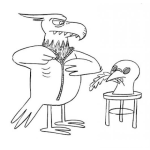 Dibujo para colorear Dibujo De Gavilan Con Disfraz De Paloma De La Paz Para Pintar Y Colorear