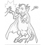 Dibujo para colorear Dibujo De Vaca Con Traje De Dracula Para Pintar Y Colorear