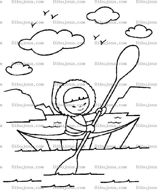 Dibujo para colorear Lancha De Aluminio Dibujo De Esquimal En Bote Para Pintar Y Colorear Eskimal En Kayak