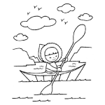Dibujo para colorear Lancha De Aluminio Dibujo De Esquimal En Bote Para Pintar Y Colorear Eskimal En Kayak
