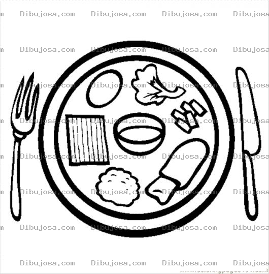 Dibujo para colorear Comida De Dieta Dibujo De Plato Dietetico Para Pintar Y Colorear