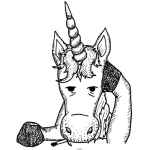 Dibujo para colorear Dibujo De Unicornio Preocupado Y Fumando Para Pintar Y Colorear