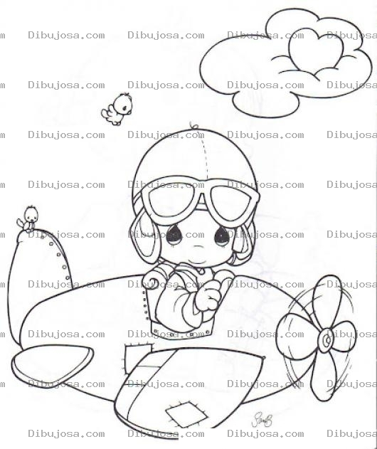 Dibujo para colorear Dibujo De Piloto Aviador De Precious Moments Para Pintar Y Colorear
