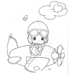 Dibujo para colorear Dibujo De Piloto Aviador De Precious Moments Para Pintar Y Colorear
