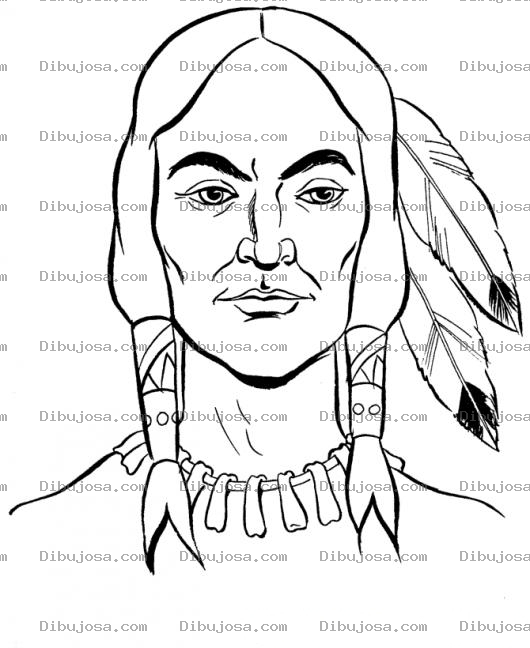 Dibujo para colorear Dibujo De Indio Nativo Americano Piel Roja Para Pintar Y Colorear