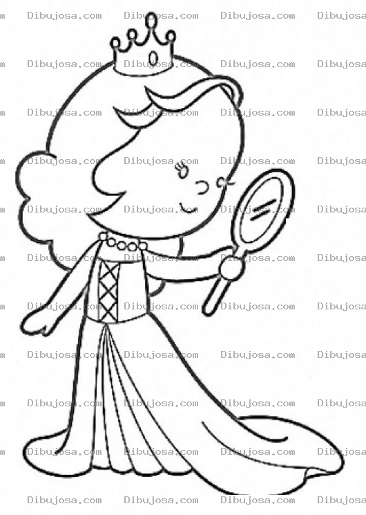 Dibujo para colorear Dibujo De Princesita Viendose En Un Espejo Para Pintar Y Colorear Princesa Con Espejito