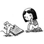 Dibujo para colorear Dibujo De Raton Profesor Leyendo Un Libro A Una Nina Para Pintar Y Colorear