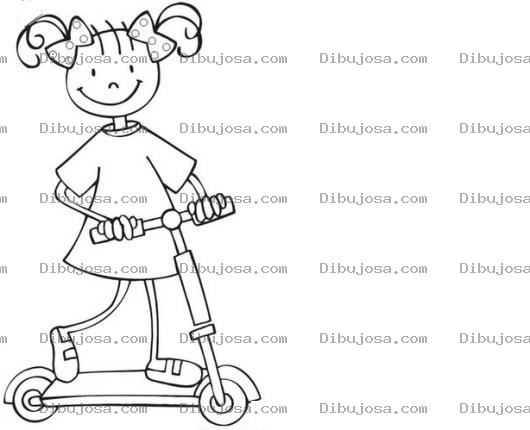 Dibujo para colorear Dibujo De Nina En Monopatin Para Pintar Y Colorear